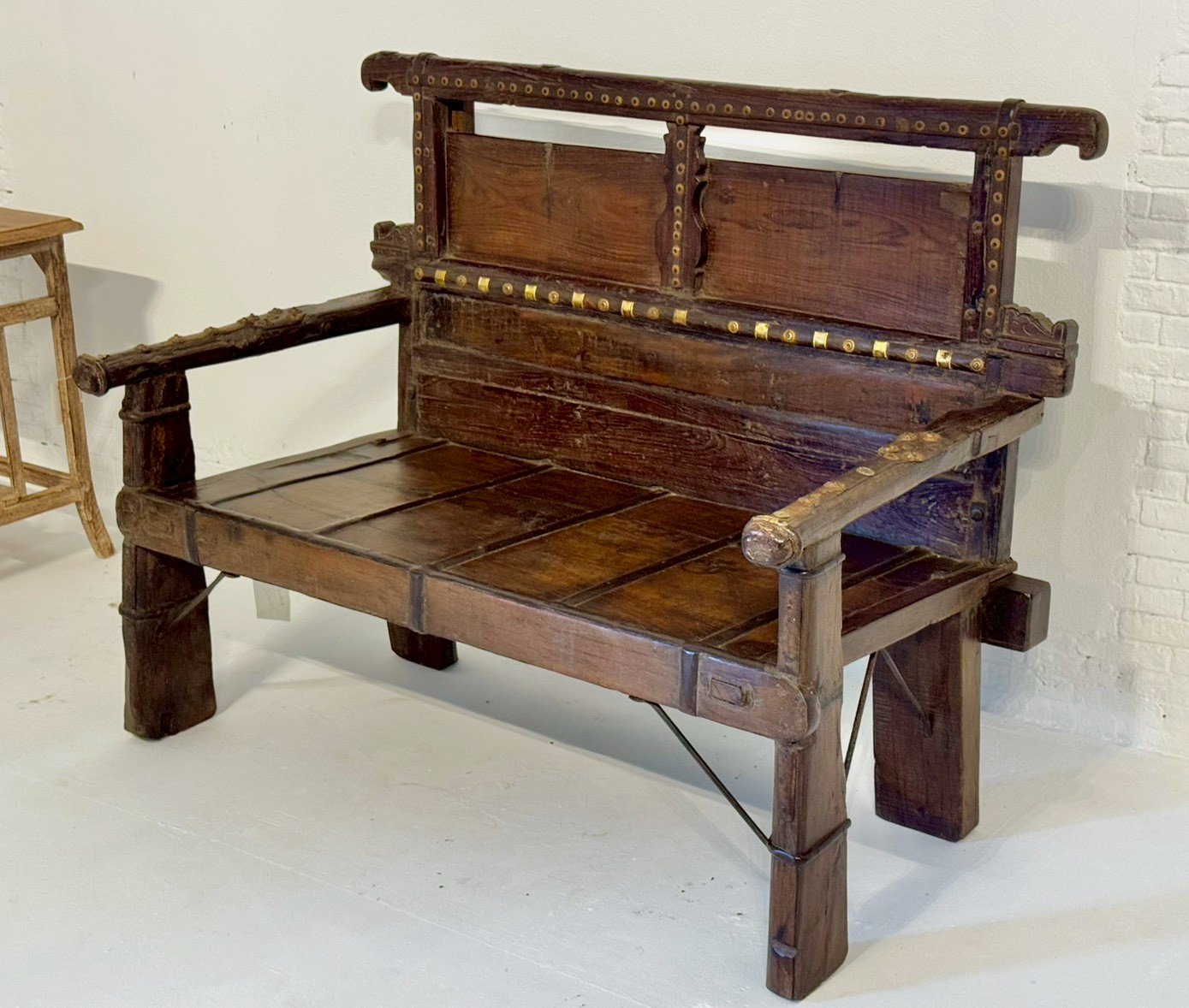 wooden carved bench home