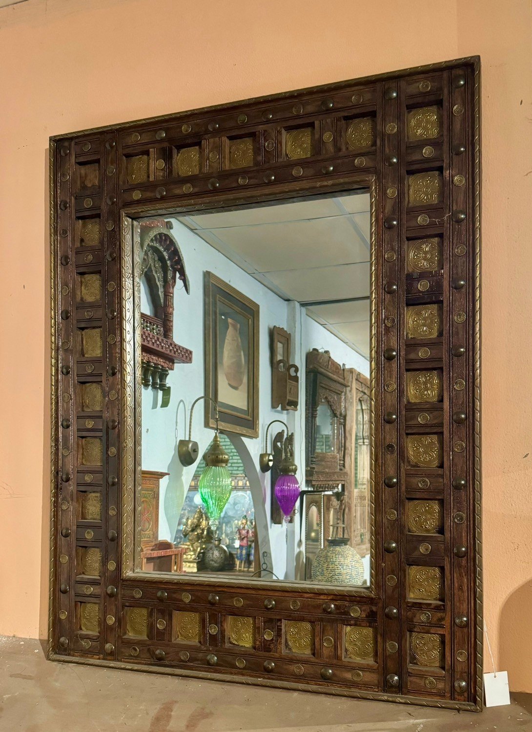 wooden frame with brass