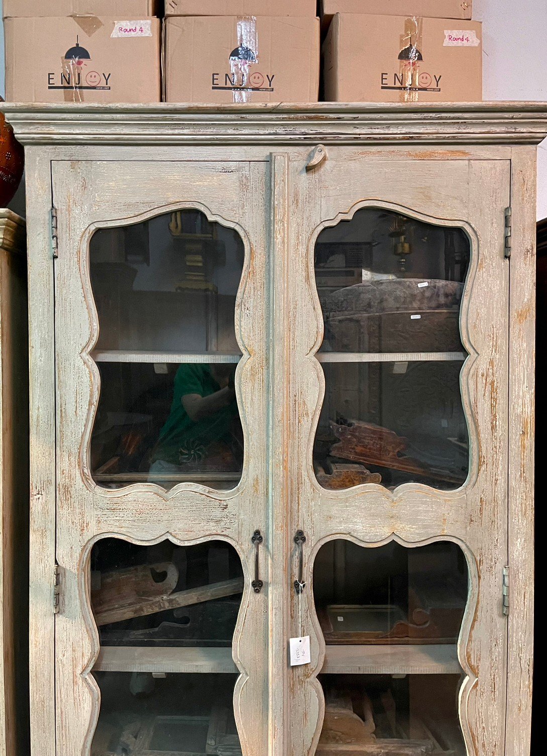 wooden glass almirah