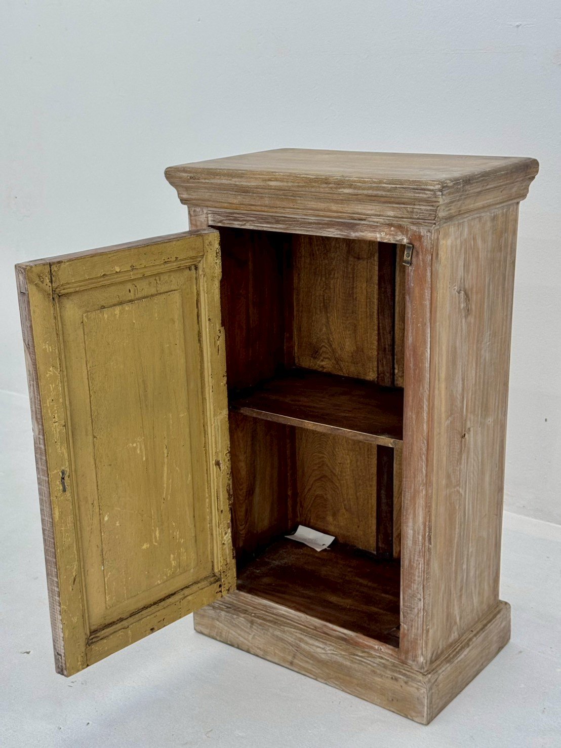 Wyoming Bedside Cabinet – Rustic Bedside Cabinet with Sunburst Carving W52 x D33 x H88 cm - RIVO HOMES
